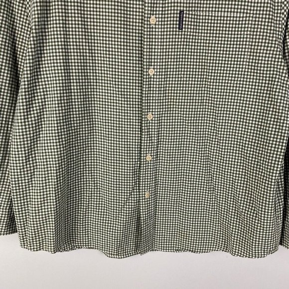 Abercrombie & Fitch Button Down Shirt Mens Large Green Plaid Relaxed Fit Logo - Picture 3 of 8